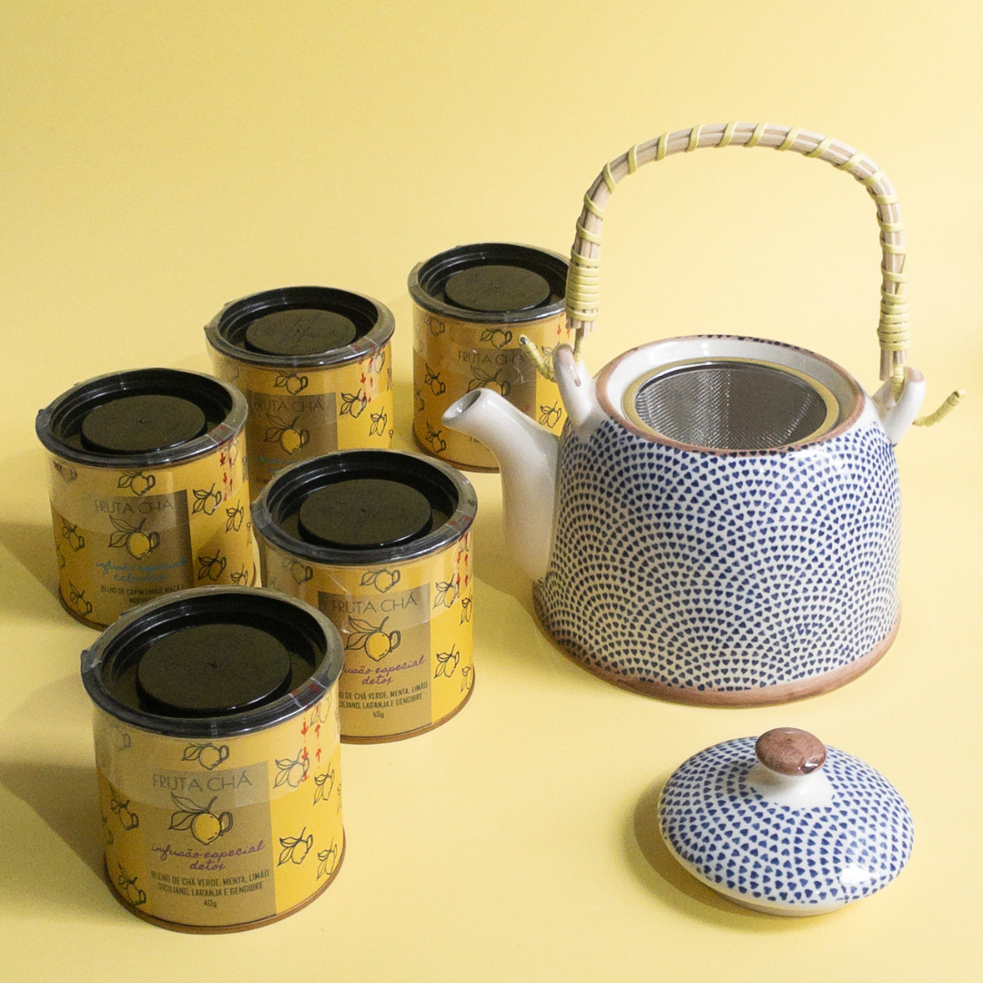 kit Sabores que Abraçam: 5 Chás + Bule de porcelana