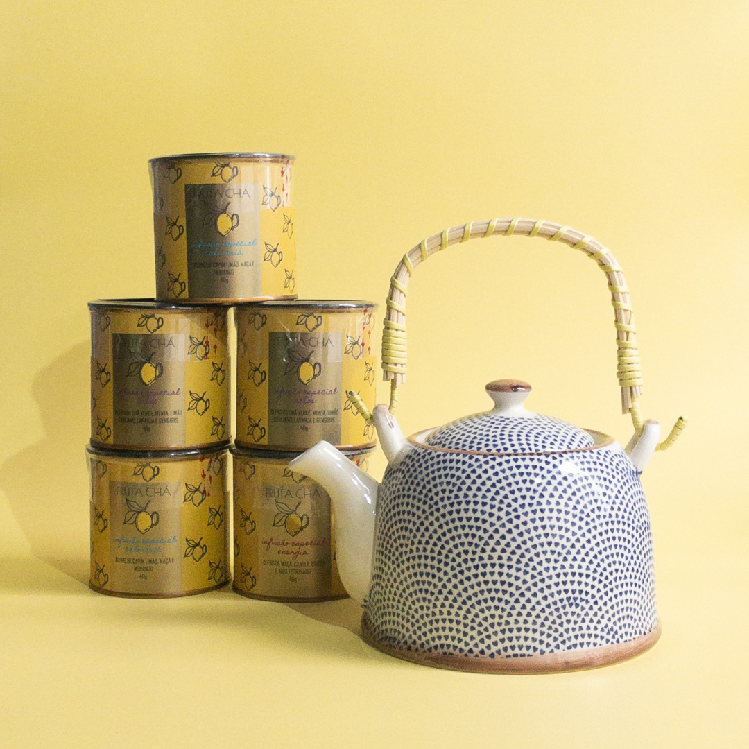 kit Sabores que Abraçam: 5 Chás + Bule de porcelana
