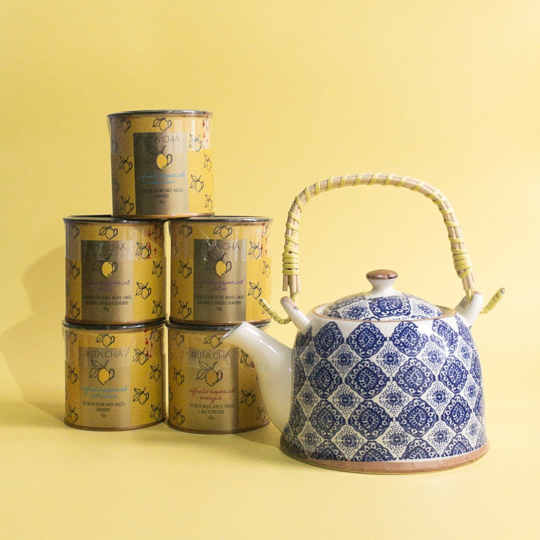 kit Sabores que Abraçam: 5 Chás + Bule de porcelana