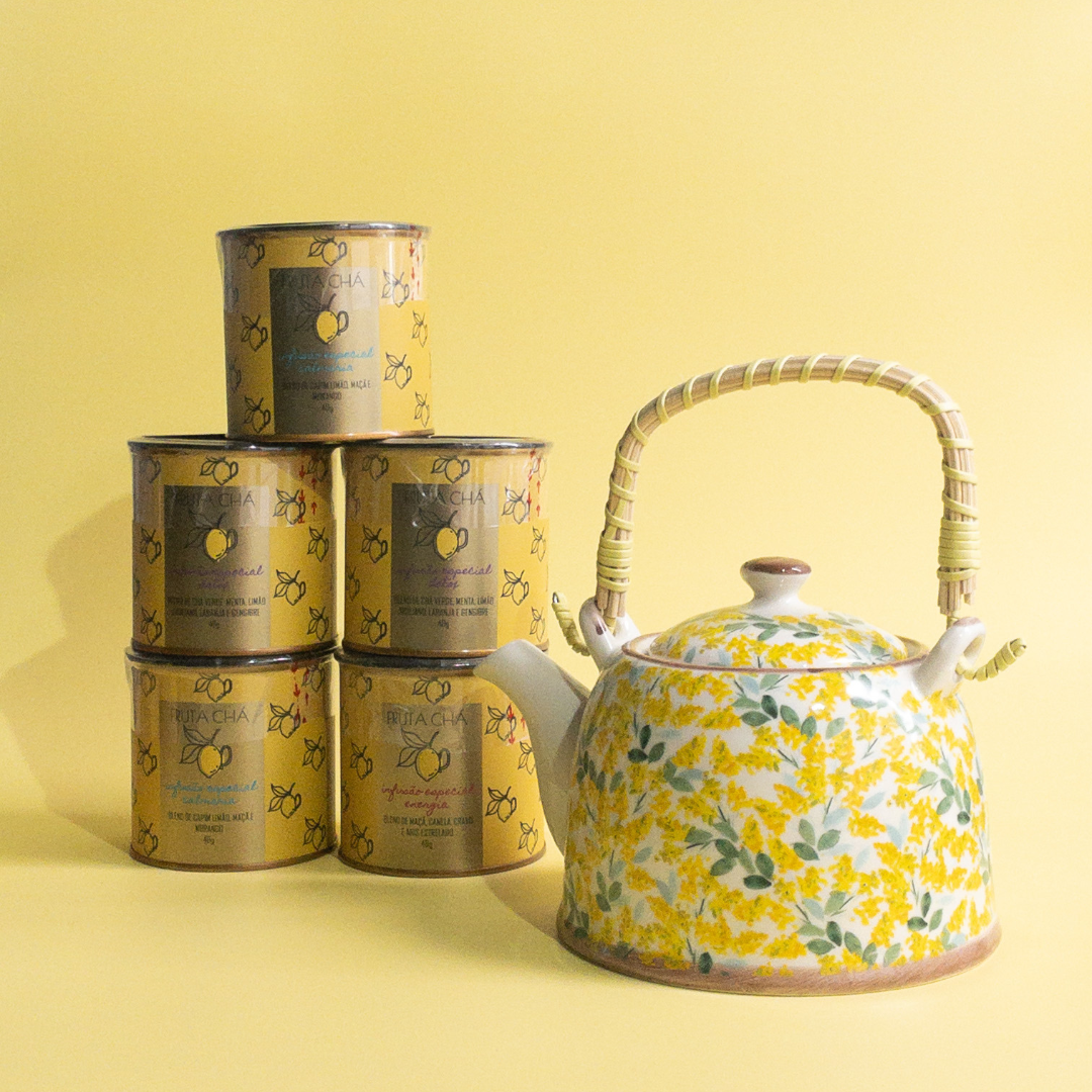 kit Sabores que Abraçam: 5 Chás + Bule de porcelana